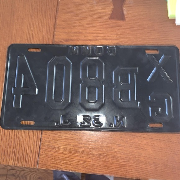 New Jersey License Plate  - 1956 Black/Orange, Embossed - Nice Orig. Cond. - Picture 2 of 2